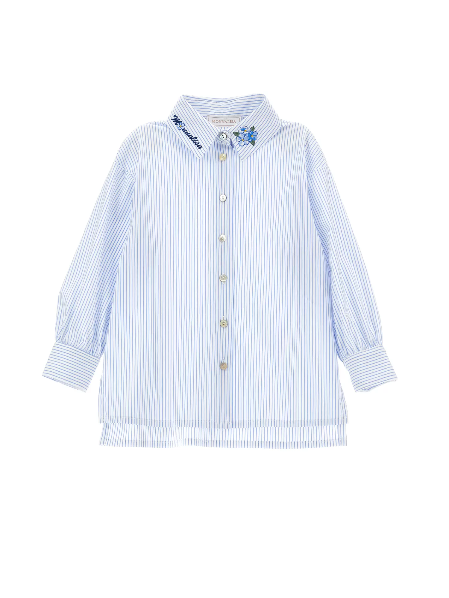 Monnalisa Camicia cotone con colletto ricamato