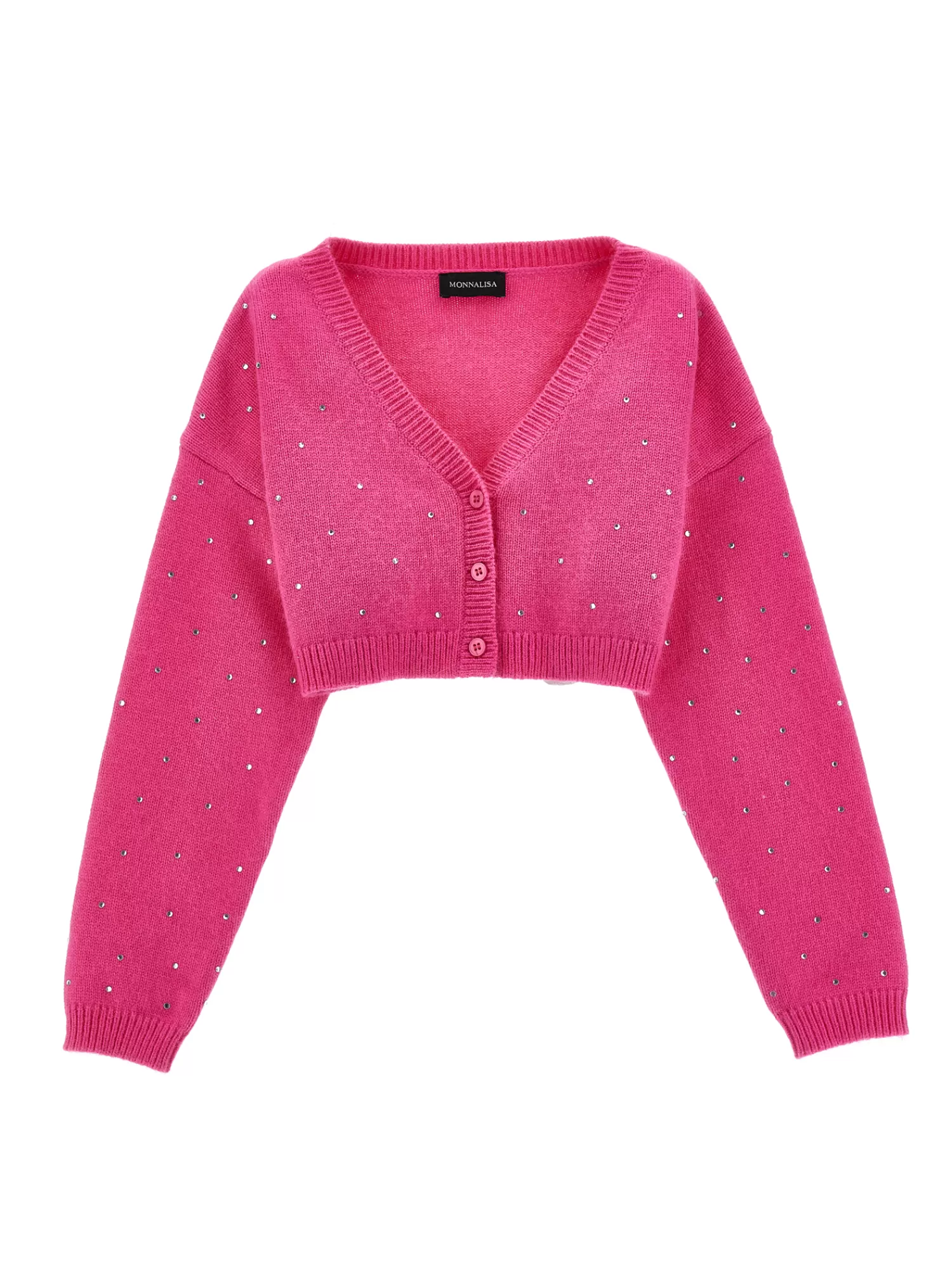 Monnalisa Cardigan corto strass allover