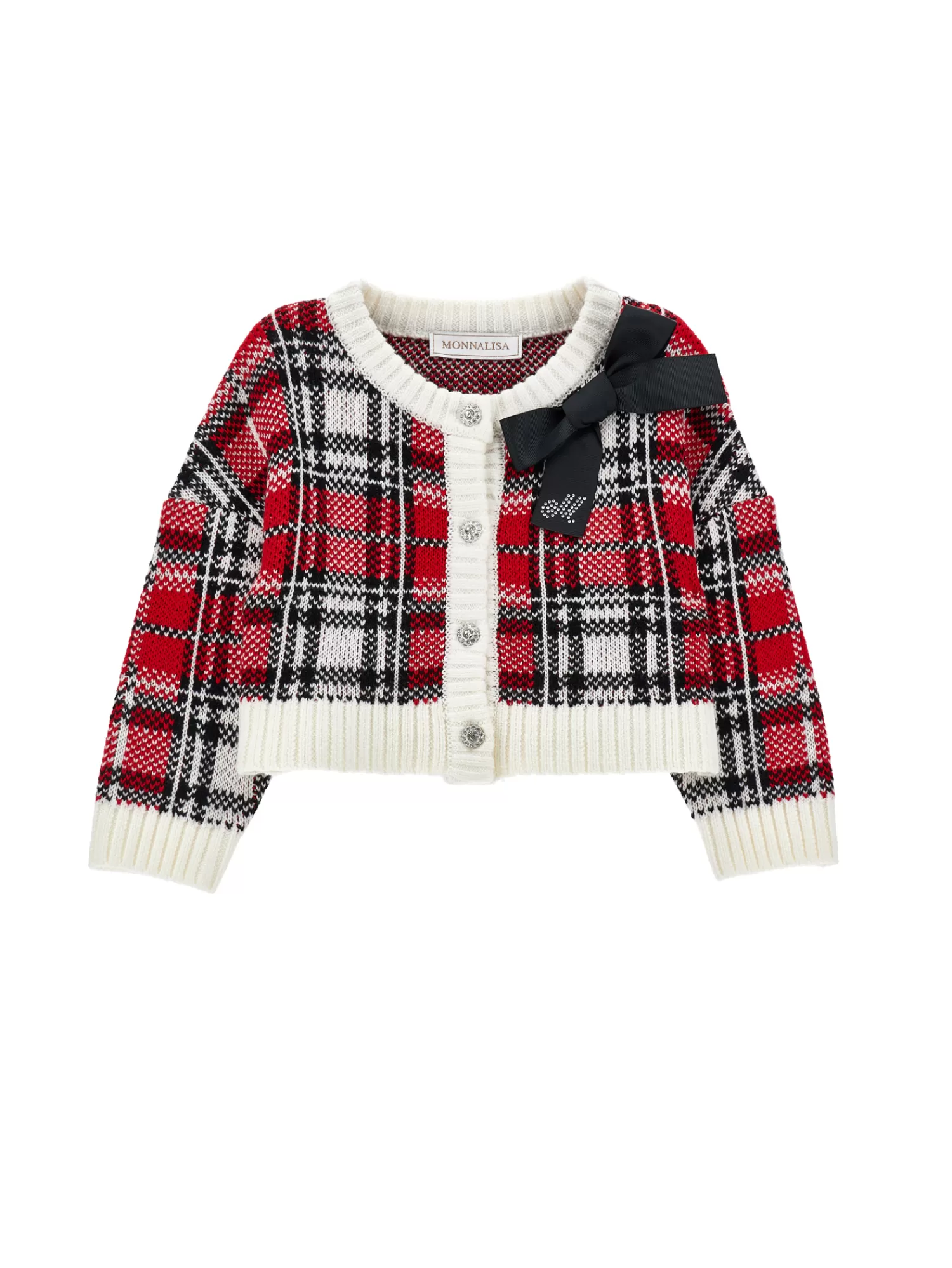 Monnalisa Cardigan misto lana tartan