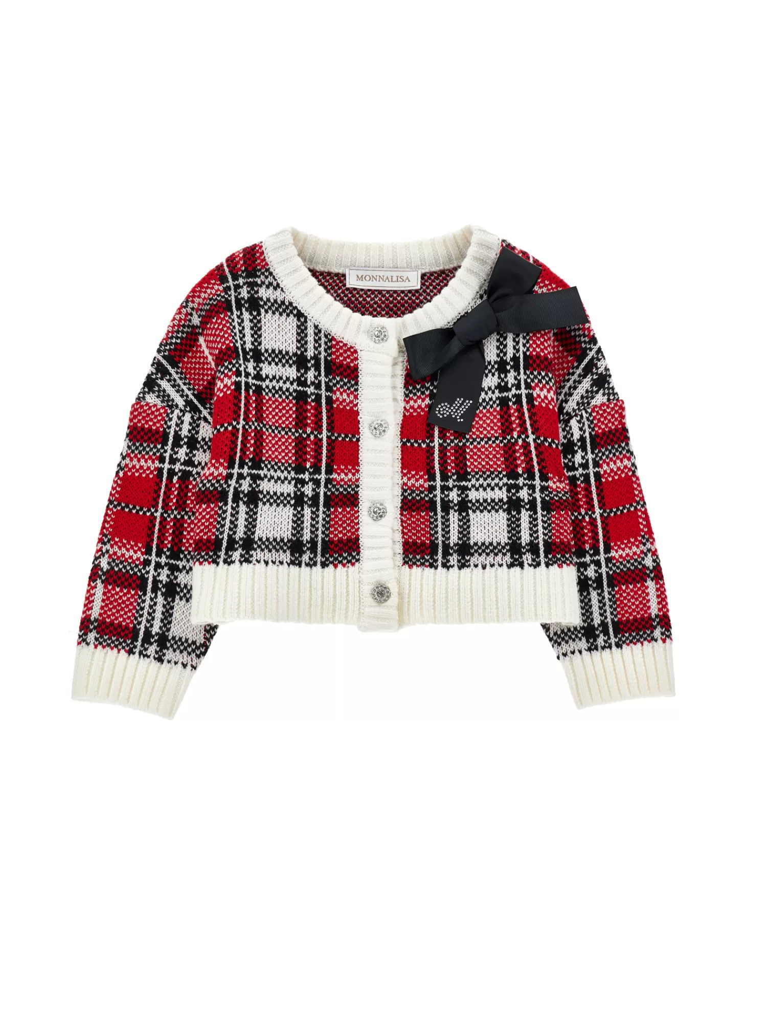 Monnalisa Cardigan misto lana tartan