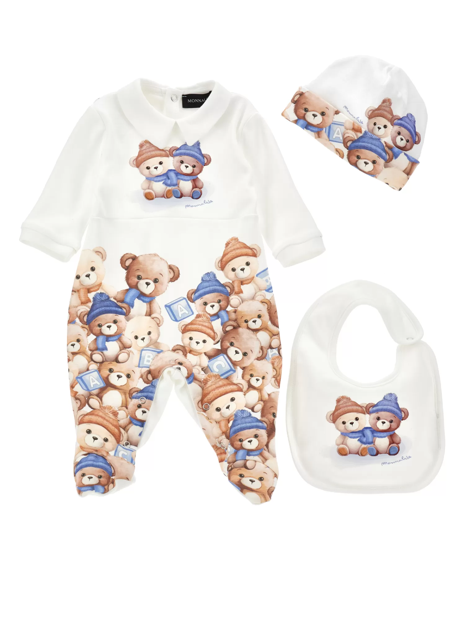 Bambino Monnalisa Completo tre pezzi tutina e accessori