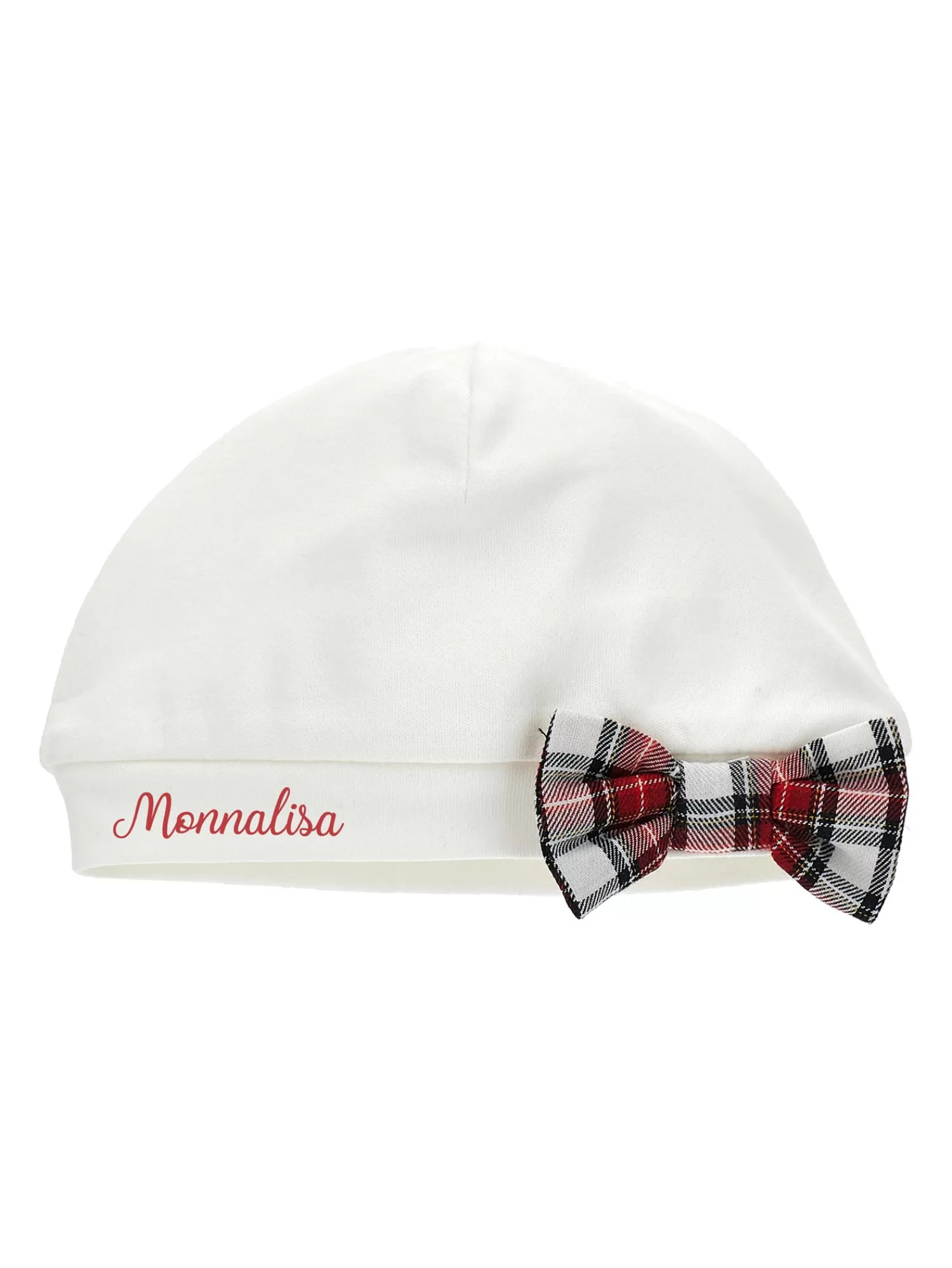 Monnalisa Cuffietta jersey con fiocco tartan