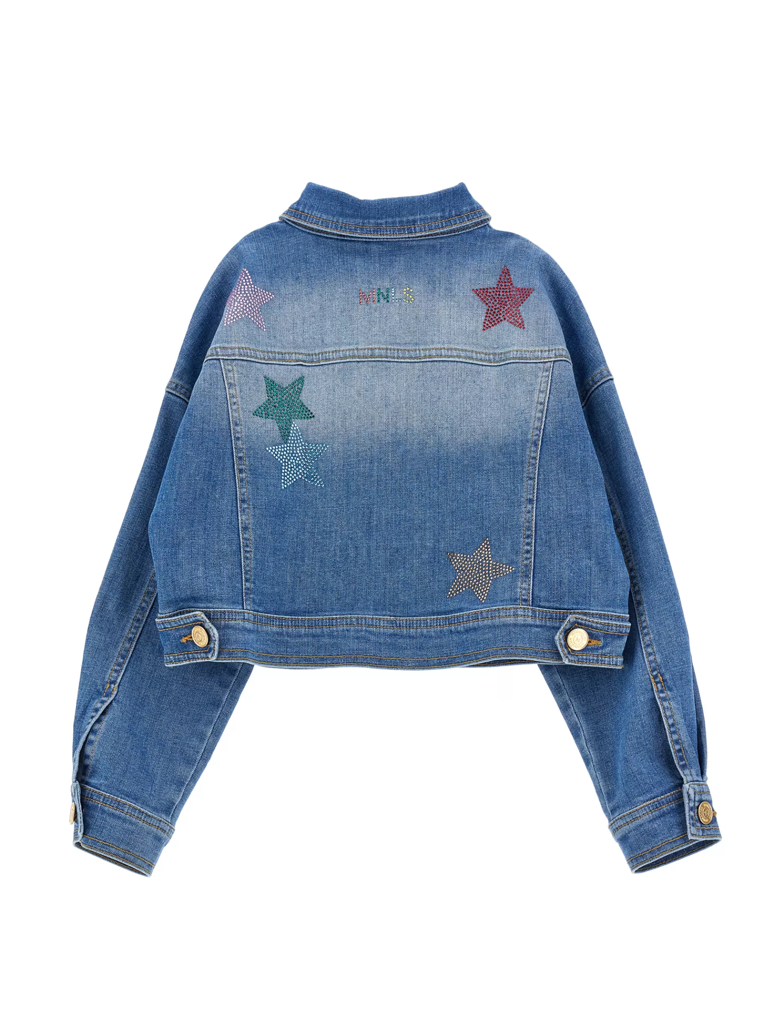 Monnalisa Giubbetto jeans con stelline a borchiette