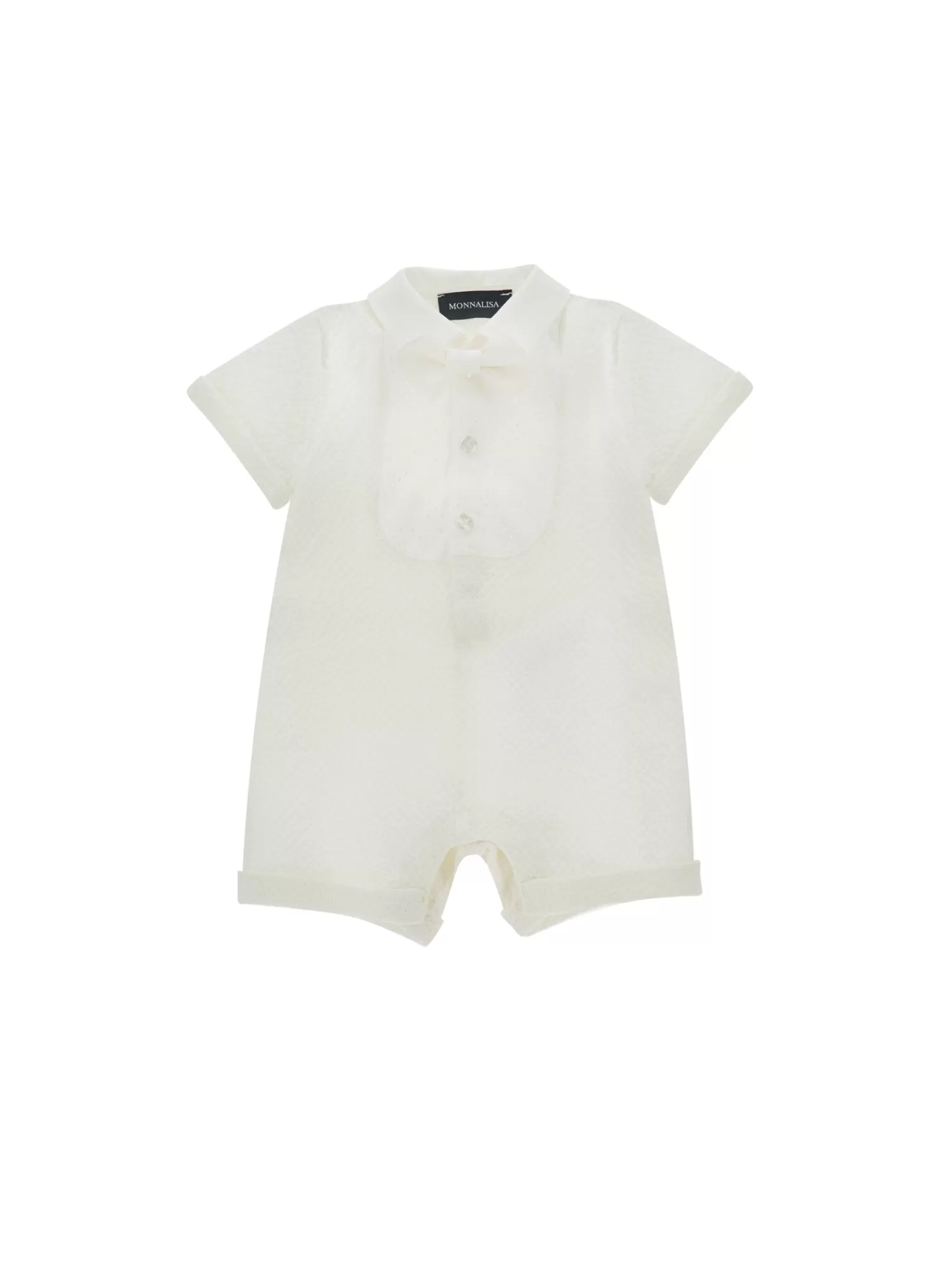 Bambino Monnalisa Pagliaccetto seersucker con plastron