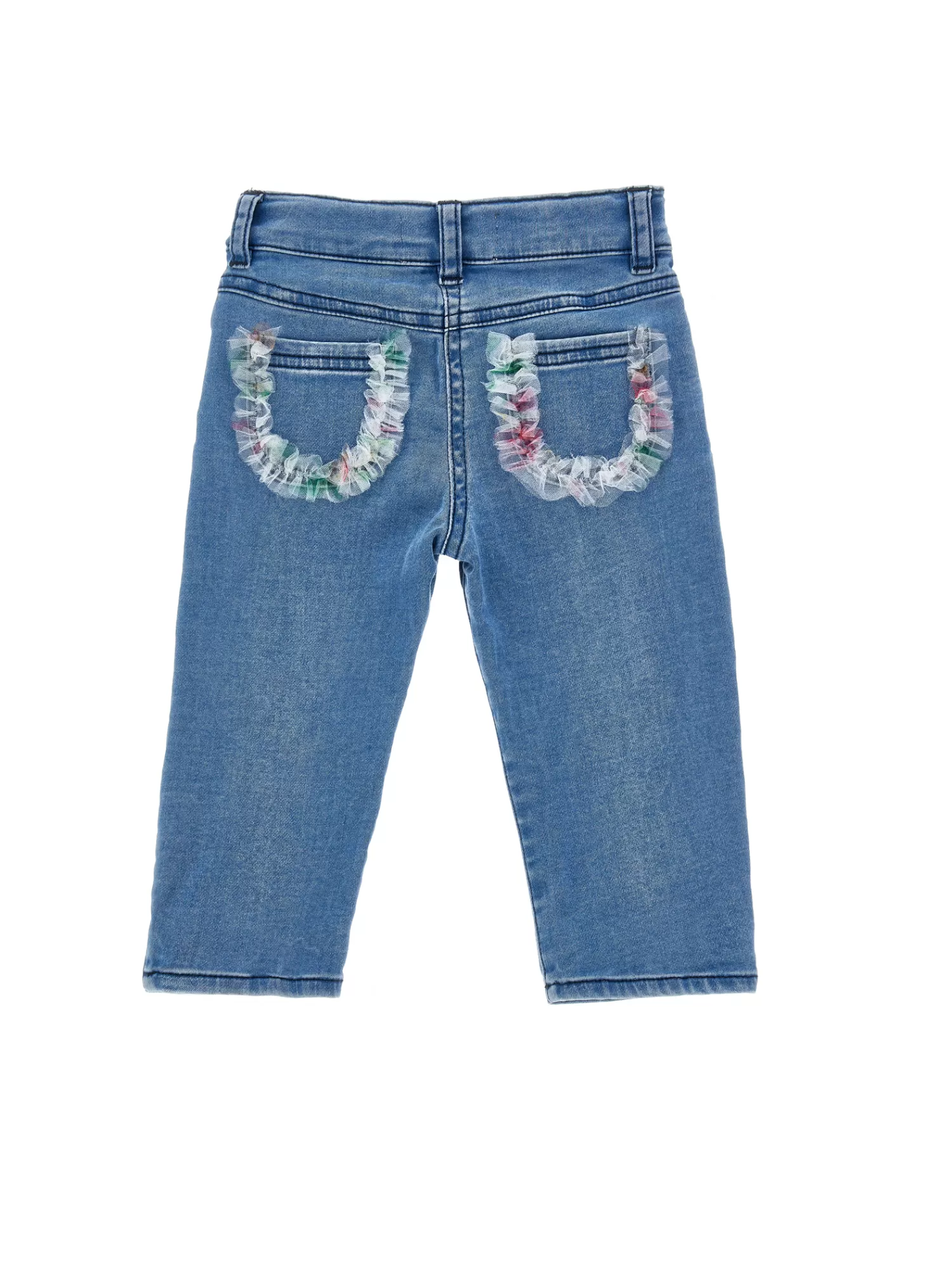 Monnalisa Pantaloni denim ricamato con galette