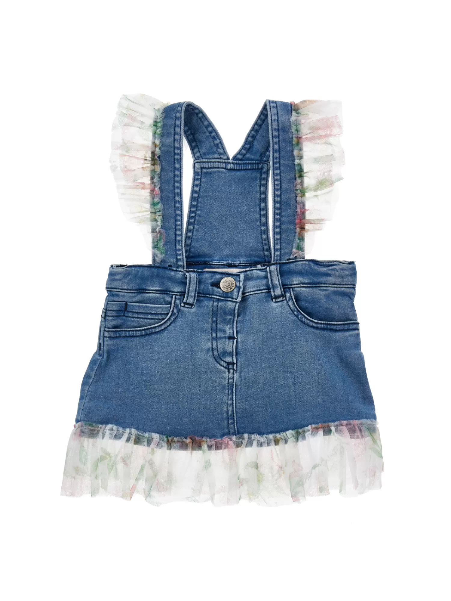 Monnalisa Salopette denim con ruches