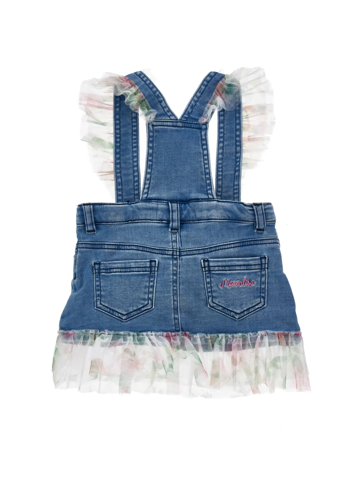 Monnalisa Salopette denim con ruches