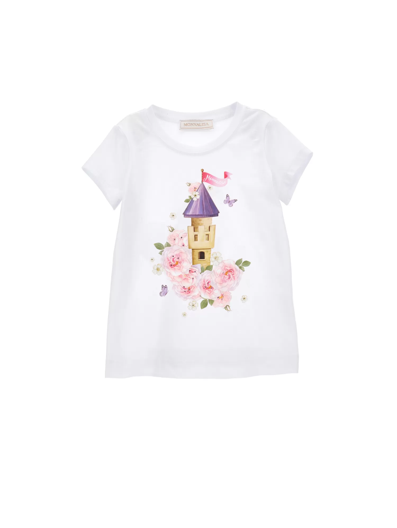 Monnalisa T-shirt castello con strass