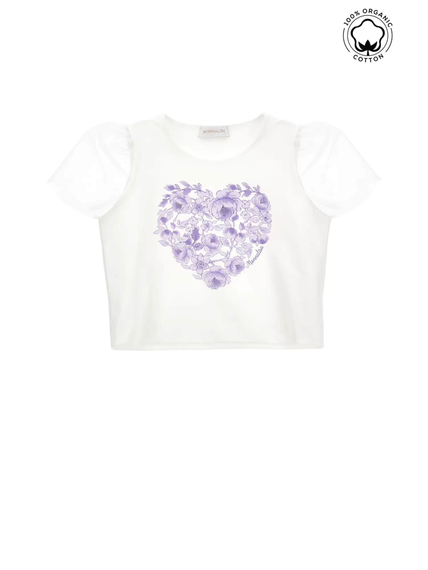 Monnalisa T-shirt cotone organico tulle