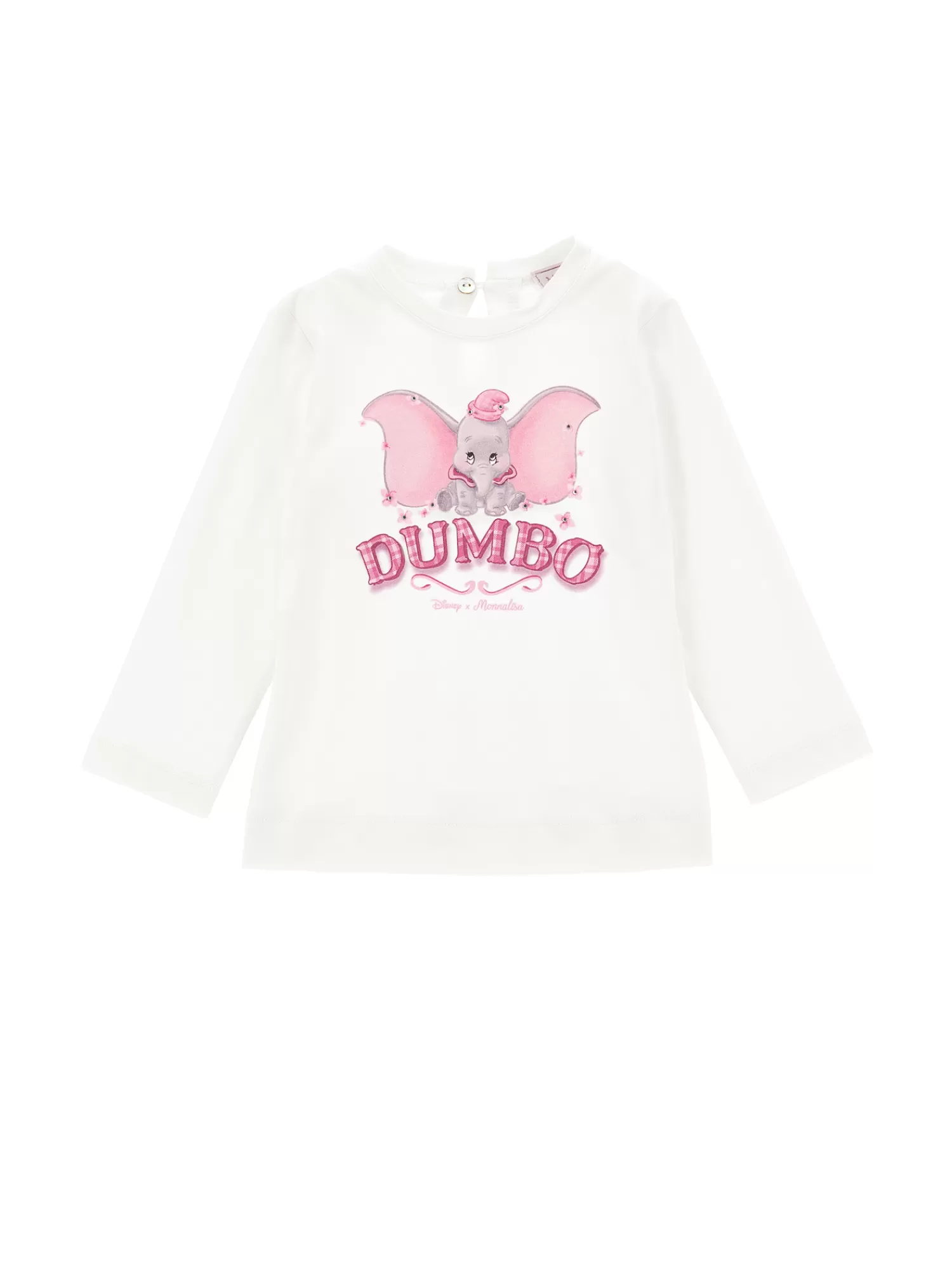 Monnalisa T-shirt jersey cotone con Dumbo e strass