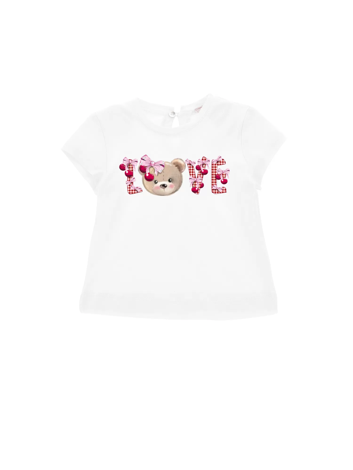 Monnalisa T-shirt jersey stampa love e orsetto