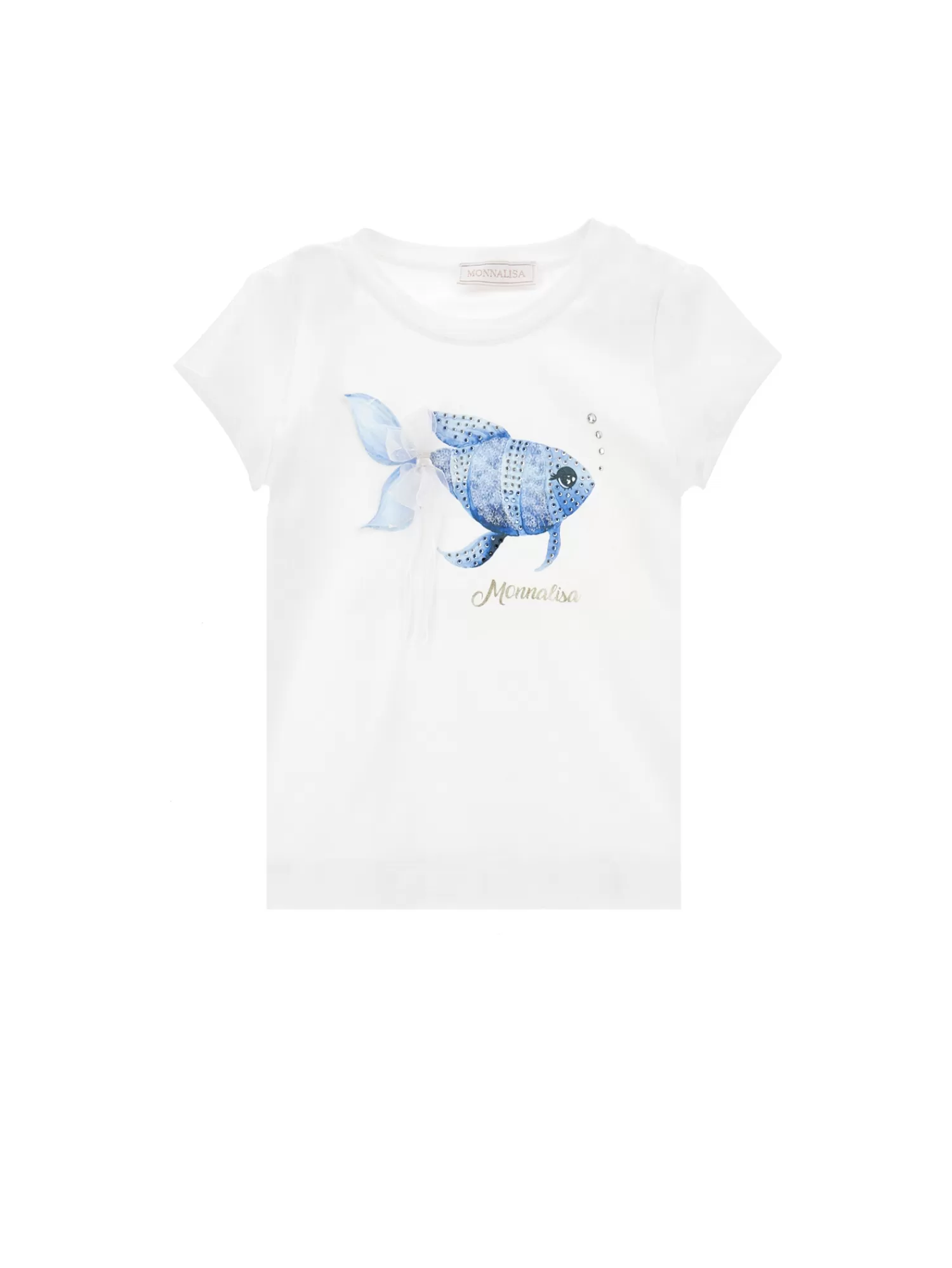 Monnalisa T-shirt pesciolino tulle e strass